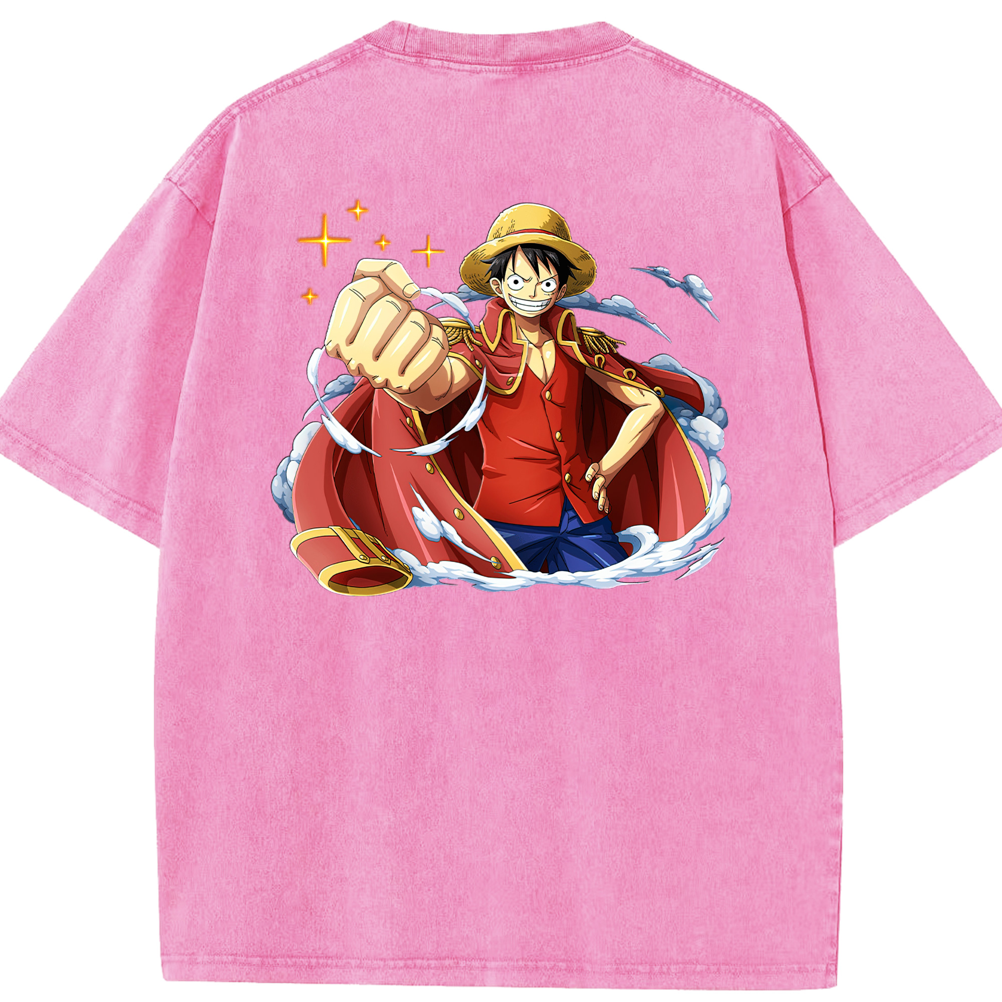 ワンピース モンキー・D・ルフィ ONE PIECE Monkey D. Luffy 綿100% ヴィンテージ風 半袖Tシャツ（背面プリント）